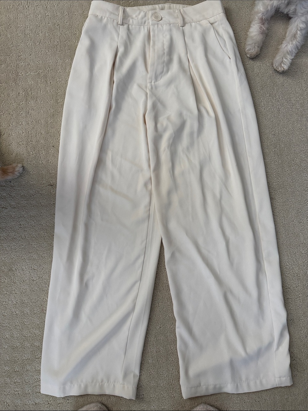 Womens Wide-Leg Dress Pants in Off-White